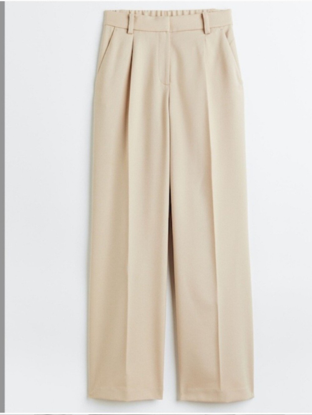 H&M Women's Cream Wide-Leg Pleated Front Trouser Pants Size 4 Business Casual - Picture 2 of 13